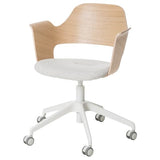 FJÄLLBERGET conference chair with castors, white stained oak veneer/Gunnared beige, 71 cm