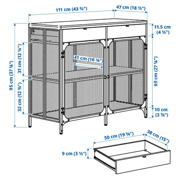 Ikea FJÄLLBO - Sideboard, black, 111x47x95 cm