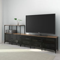 FJÄLLBO - TV storage combination, black, 250x36x95 cm - best price from Maltashopper.com 79191266