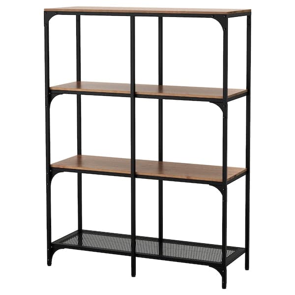 FJÄLLBO - Shelving unit, black, 100x136 cm