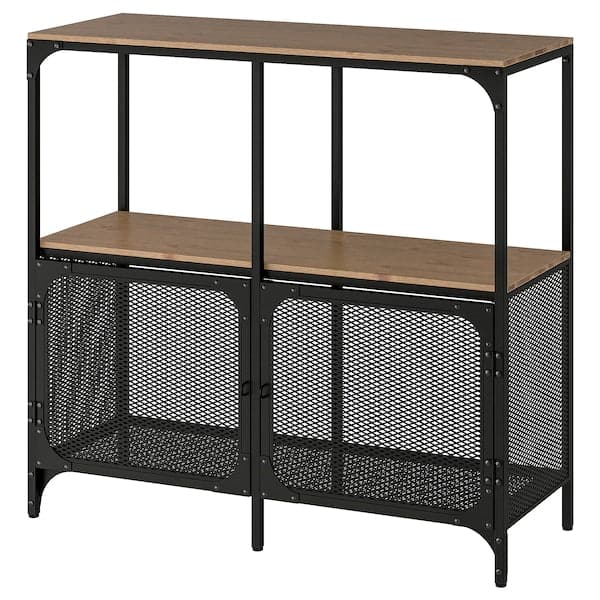 FJÄLLBO - Shelving unit, black, 100x95 cm