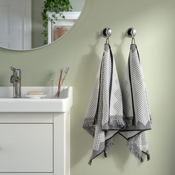 Ikea FJÄLLSTARR - Hand towel, white/grey, 50x100 cm