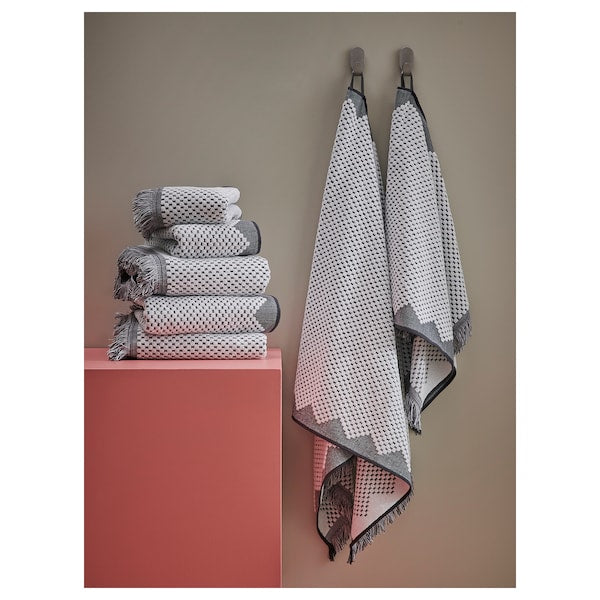 FJÄLLSTARR - Hand towel, white/grey, 50x100 cm - best price from Maltashopper.com 80571227