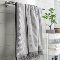 FJÄLLSTARR - Bath sheet, white/grey, 100x150 cm - best price from Maltashopper.com 30571220