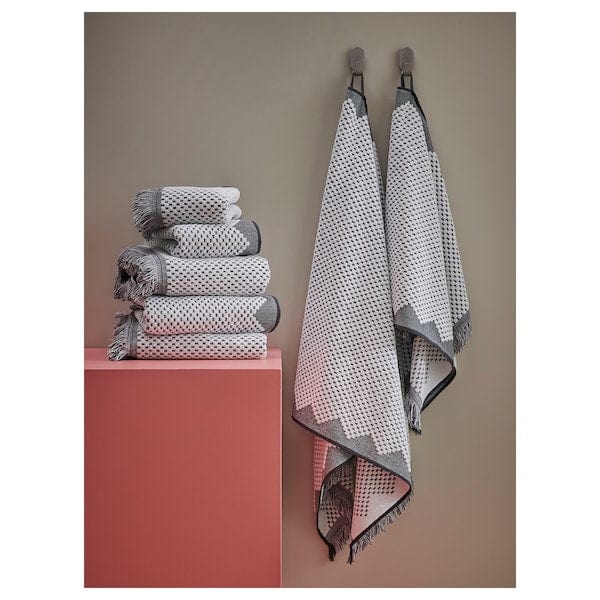 Ikea FJÄLLSTARR - Bath sheet, white/grey, 100x150 cm