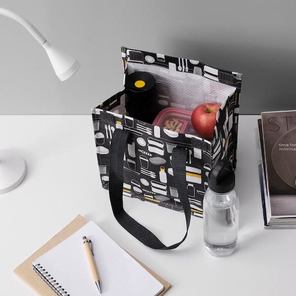 FLADDRIG - Lunch bag, patterned grey