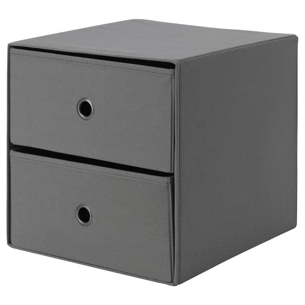 FLARRA - Mini chest with 2 drawers, dark grey, 33x38 cm - best price from Maltashopper.com 60448851