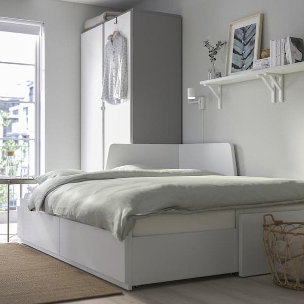 Ikea FLEKKE - Sofa bed/2 drawers/2 mattresses, white/Åfjäll rigid, , 80x200 cm