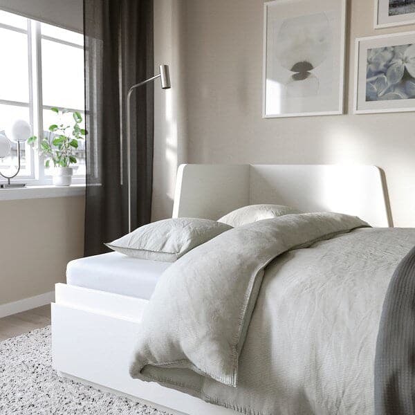 FLEKKE - Sofa bed/2 drawers/2 mattresses, white/Åfjäll semi-rigid, , 80x200 cm - best price from Maltashopper.com 79521455