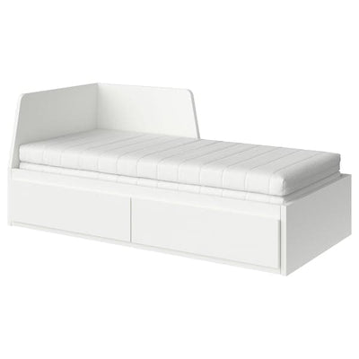 FLEKKE - Sofa bed/2 drawers/2 mattresses, white/Åfjäll semi-rigid, , 80x200 cm - best price from Maltashopper.com 79521455