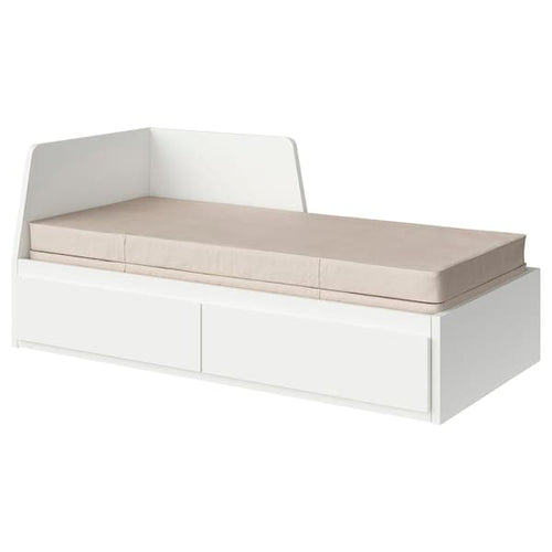 FLEKKE Day-bed / 2 drawers / 2 mattresses, white / Vannareid extra firm,80x200 cm ,