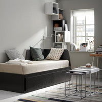 FLEKKE - Sofa bed/2 drawers/2 mattresses, brown-black/Åfjäll rigid, , 80x200 cm - best price from Maltashopper.com 79521422