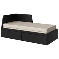 FLEKKE - Sofa bed/2 drawers/2 mattresses, brown-black/Vannareid extra-rigid, 80x200 cm - best price from Maltashopper.com 49494533