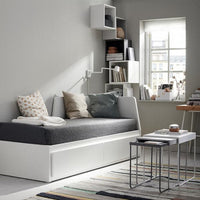 FLEKKE - Day-bed frame with 2 drawers, white, 80x200 cm - best price from Maltashopper.com 00320134