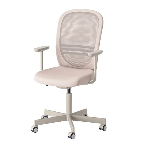 FLINTAN Office chair with armrests - beige ,