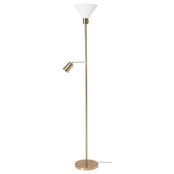 FLUGBO Floor lamp/reading - brass/glass colour , - best price from Maltashopper.com 10463354