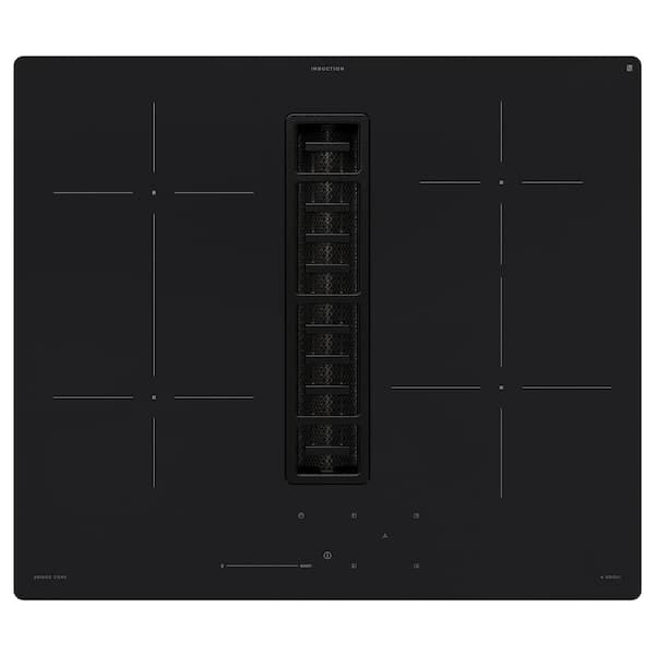 Ikea FÖRDELAKTIG Induction hob/integrated extractor 500 black 60 cm , 60 cm