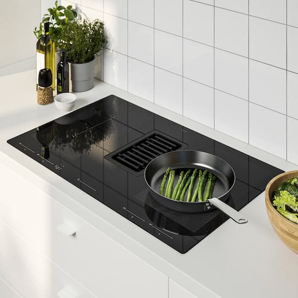 Ikea FÖRDELAKTIG Induction hob/integ hood - black 83 cm