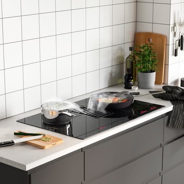Ikea FÖRDELAKTIG Induction hob/integ hood - black 83 cm