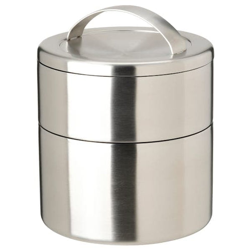FÖRSKAFFA - Insulated tiffin box, 2 tiers, stainless steel