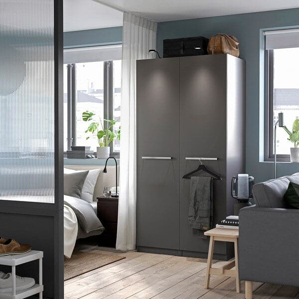 FORSAND - Door with hinges, dark grey, 50x195 cm - best price from Maltashopper.com 29436252
