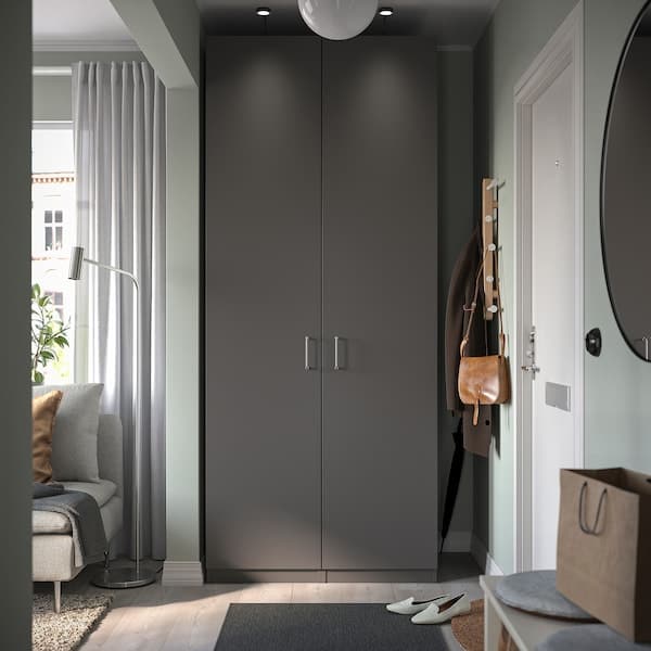 FORSAND - Door with hinges, dark grey, 50x229 cm - best price from Maltashopper.com 89436254