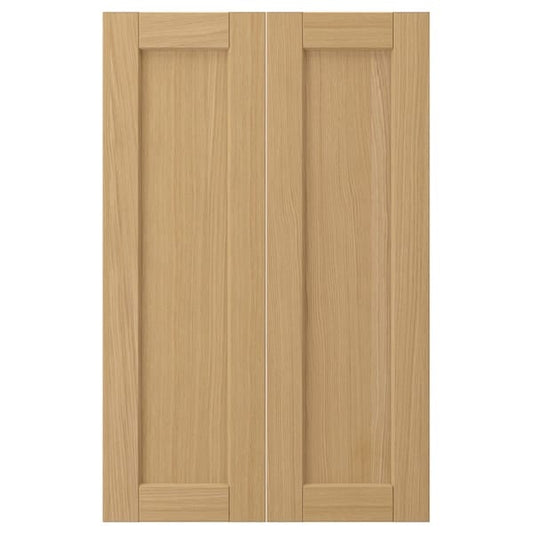 Ikea FORSBACKA - 2-p door f corner base cabinet set, oak, 25x80 cm