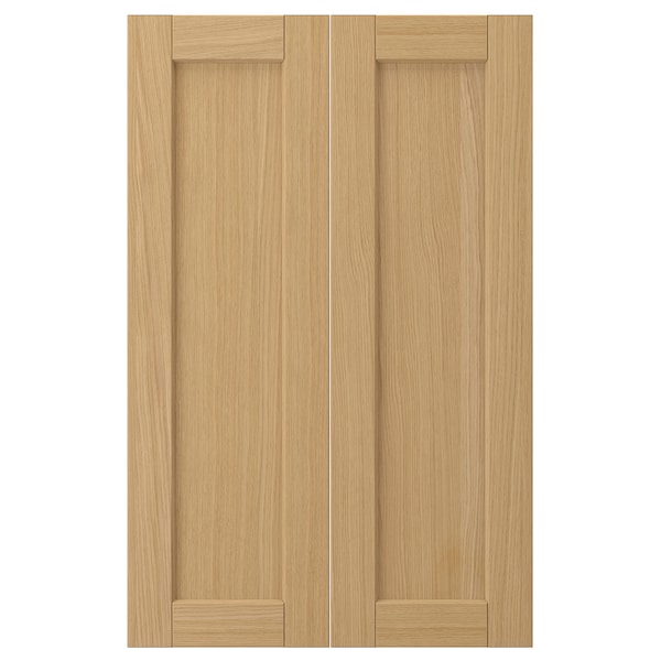 FORSBACKA - 2-p door f corner base cabinet set, oak, 25x80 cm