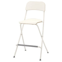 FRANKLIN - Bar stool with backrest, foldable, white/white, 63 cm - best price from Maltashopper.com 70404875