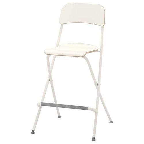 FRANKLIN - Bar stool with backrest, foldable, white/white, 63 cm