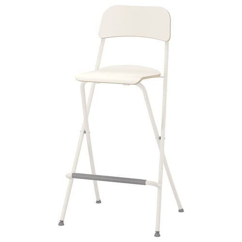 FRANKLIN - Bar stool with backrest, foldable, white/white, 74 cm