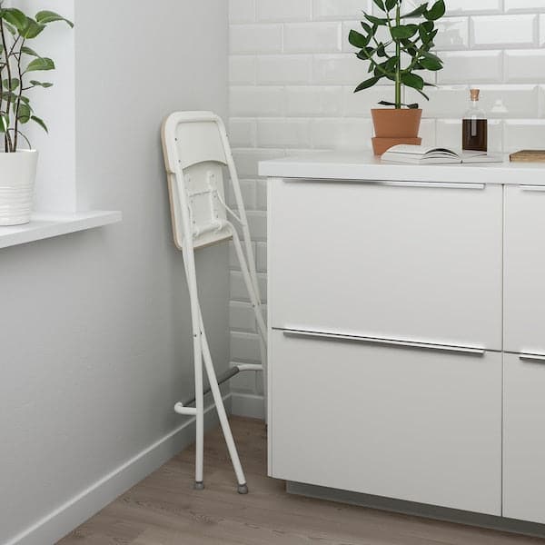 Ikea FRANKLIN - Bar stool with backrest, foldable, white/white, 63 cm