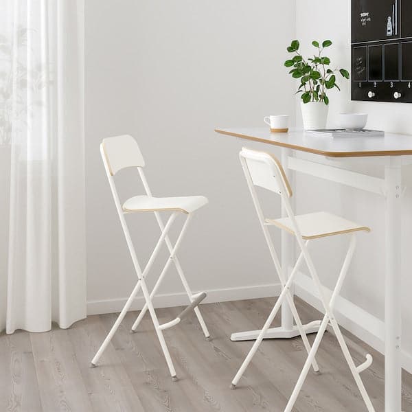 Ikea FRANKLIN - Bar stool with backrest, foldable, white/white, 74 cm