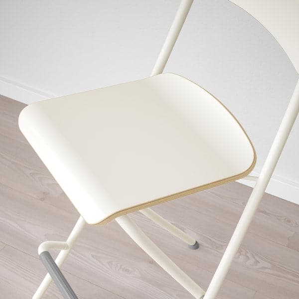 FRANKLIN Bar stool with backrest, foldable, white/white, 63 cm