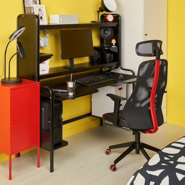 Ikea FREDDE / MATCHSPEL Gaming Desk and Chair - Black ,
