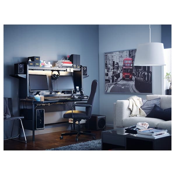 Ikea FREDDE - Gaming desk, black, 140/185x74x146 cm