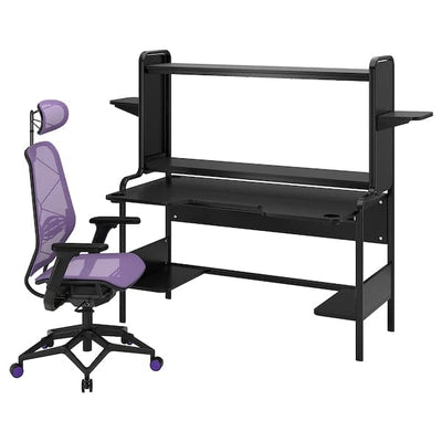FREDDE / STYRSPEL - Gaming desk and chair, black/purple , - best price from Maltashopper.com 59491317