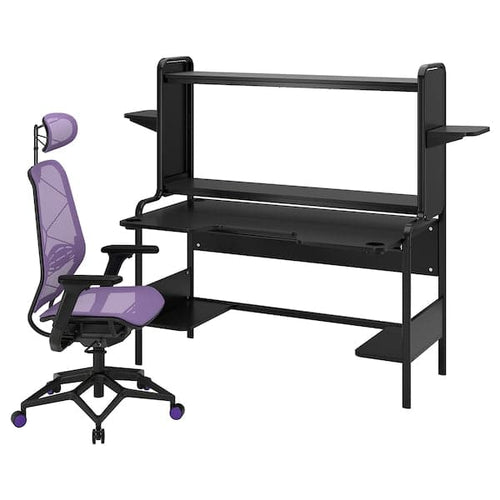 FREDDE / STYRSPEL - Gaming desk and chair, black/purple ,