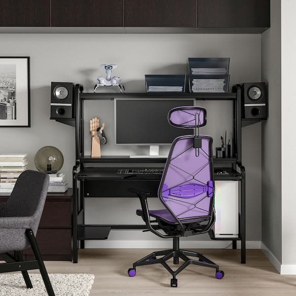 FREDDE / STYRSPEL - Gaming desk and chair, black/purple