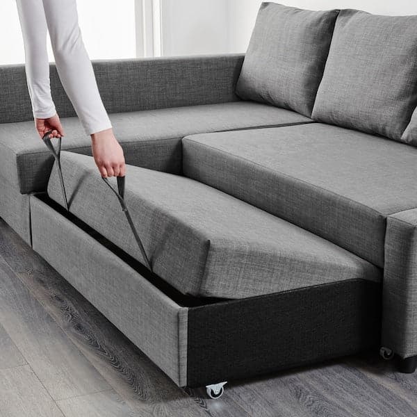 FRIHETEN Angular bed/container sofa - Dark grey Skiftebo , - best price from Maltashopper.com 39216754