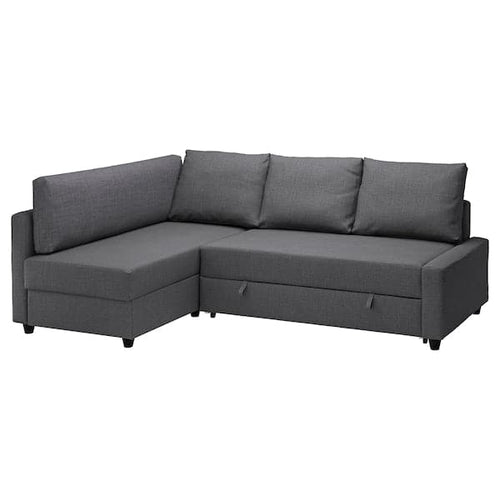 FRIHETEN / KLAGSHAMN Corner sofa bed / container, Skiftebo dark gray ,
