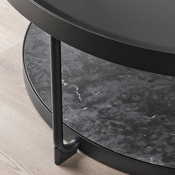 FRÖTORP - Coffee table, anthracite marble effect/black glass, 88 cm - best price from Maltashopper.com 70497582