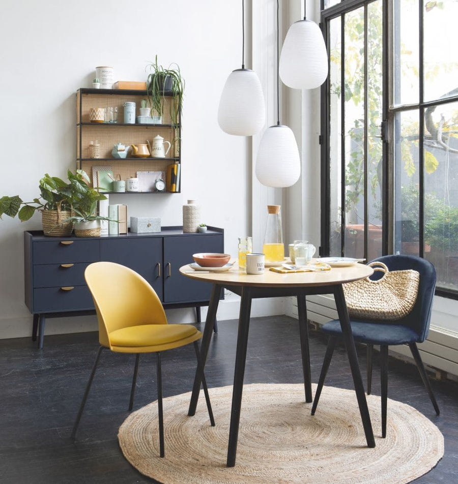 Maisons du Monde Maisons du Monde FUJI - Triple suspension in frosted glass and black metal