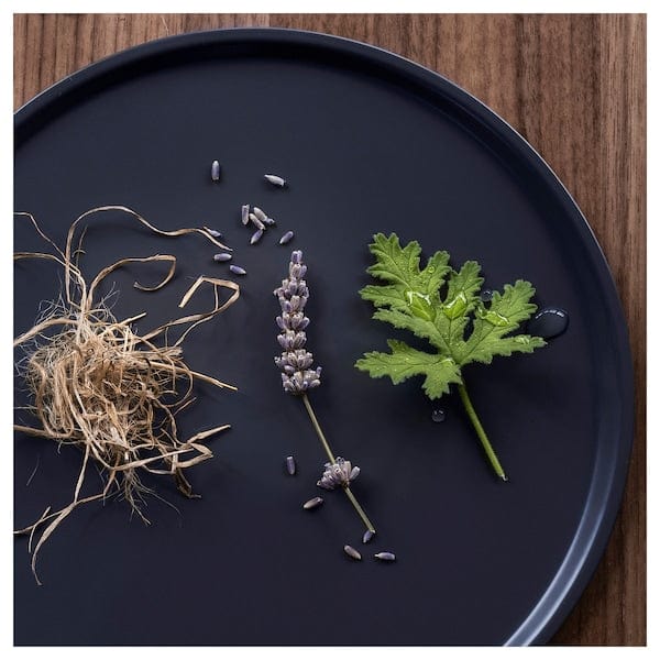 Ikea FRUKTSKOG - Scented tealight, Vetiver & geranium/black-turquoise, 3.5 hr