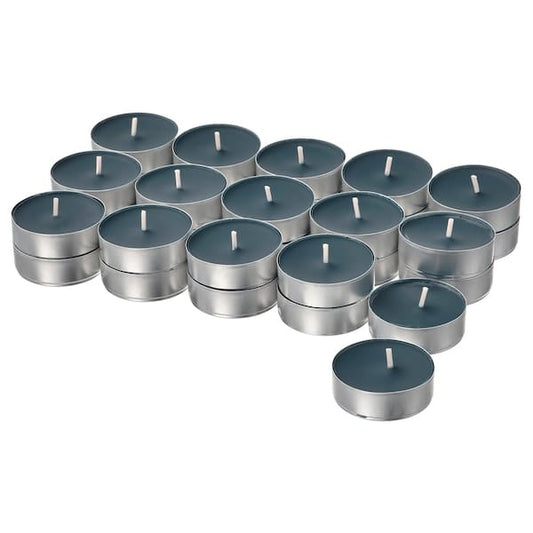 Ikea FRUKTSKOG - Scented tealight, Vetiver & geranium/black-turquoise, 3.5 hr
