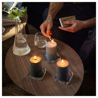 FRUKTSKOG - Scented pillar candle, Vetiver & geranium/black-turquoise, 30 hr - best price from Maltashopper.com 40555837