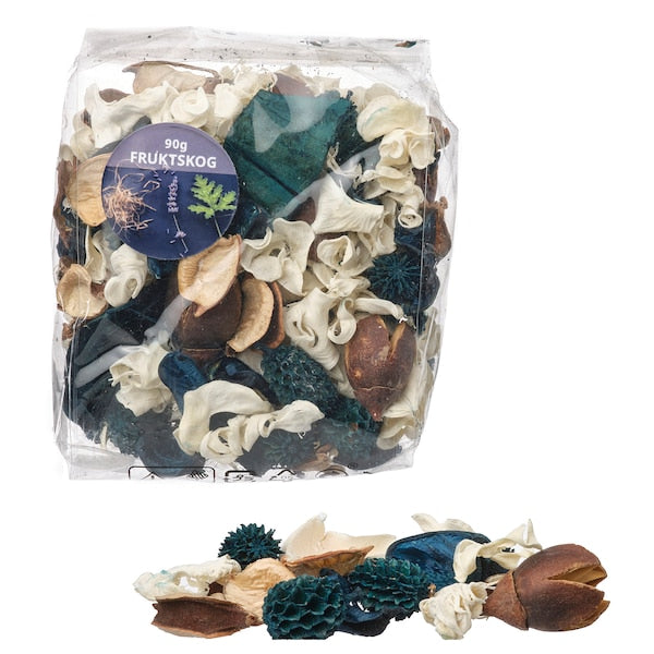 FRUKTSKOG - Scented potpourri, Vetiver & geranium/black-turquoise, 90 g