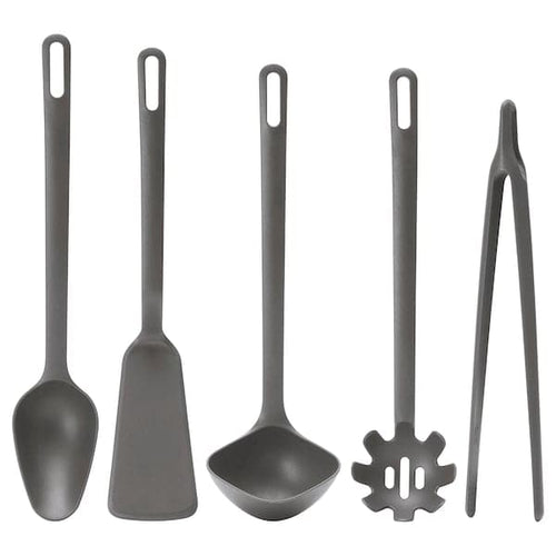 FULLÄNDAD - 5-piece kitchen utensil set, grey ,