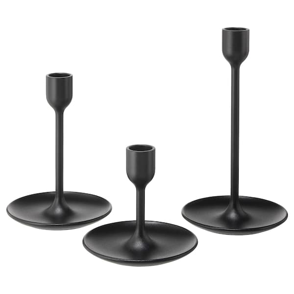 Ikea FULLTALIG - Candlestick, set of 3, black
