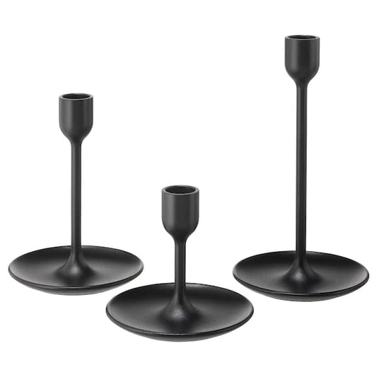 Ikea FULLTALIG - Candlestick, set of 3, black
